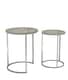 image 1 of 2Pc Round Nesting Stackable Sofa Side Bedside End Table Set Wood Top Metal Legs | Multi | Black Marble Top with Chrome Legs
