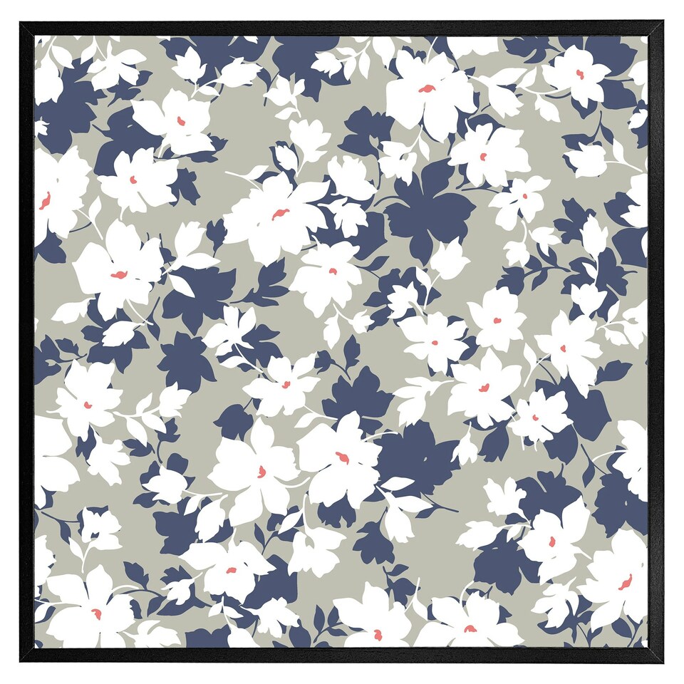 image 1 of Grey, purple & white flowers (Picture Frame) Brown | Oak | XS
