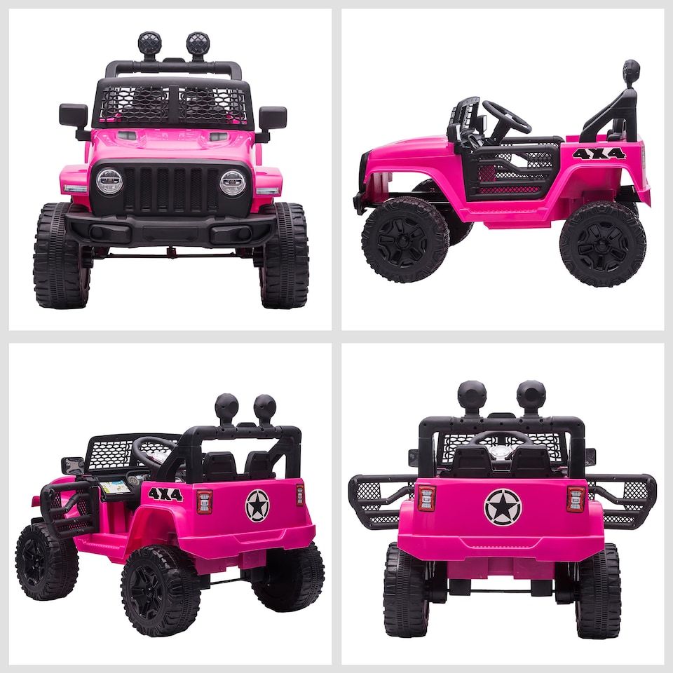 image 1 of HOMCOM Kids Electric Ride On Car 12V Off Road Toy with Parental Remote Control 2 Motors Horn Lights Suspension Wheels for 3-6 Years Old Pink
