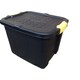image 1 of 42L Heavy Duty Storage Tub Sturdy, Lockable, Stackable and Nestable Design Storage Chest with Clips in Black