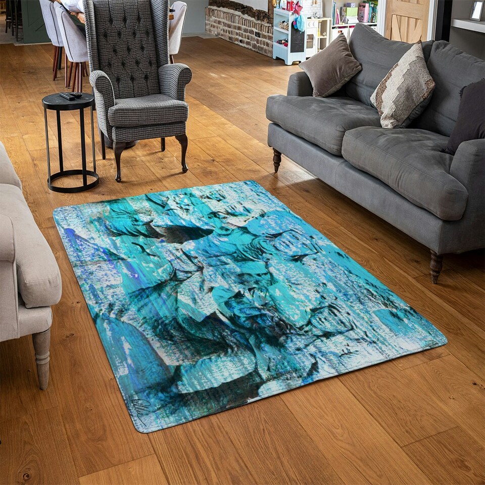 image 1 of BATTLE OF BRITAIN MEN MARCHING (Rug) Blue | Medium: 80x150cm