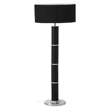 Interiors by Premier Black Snake Leather Effect Floor Lamp with Chrome Base and Black Shade Black