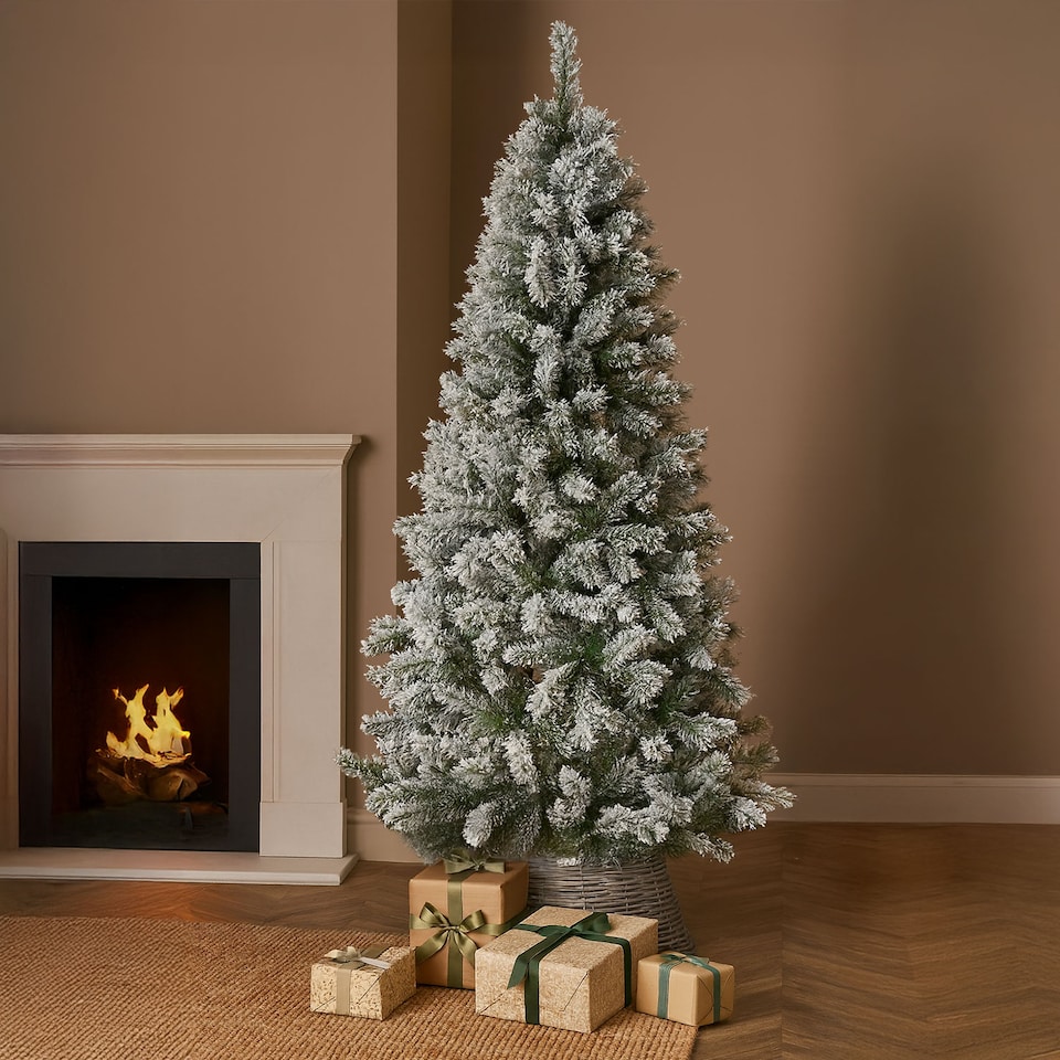 image 1 of Scandinavian 7ft White Spruce Fir Artificial Christmas Tree | Green