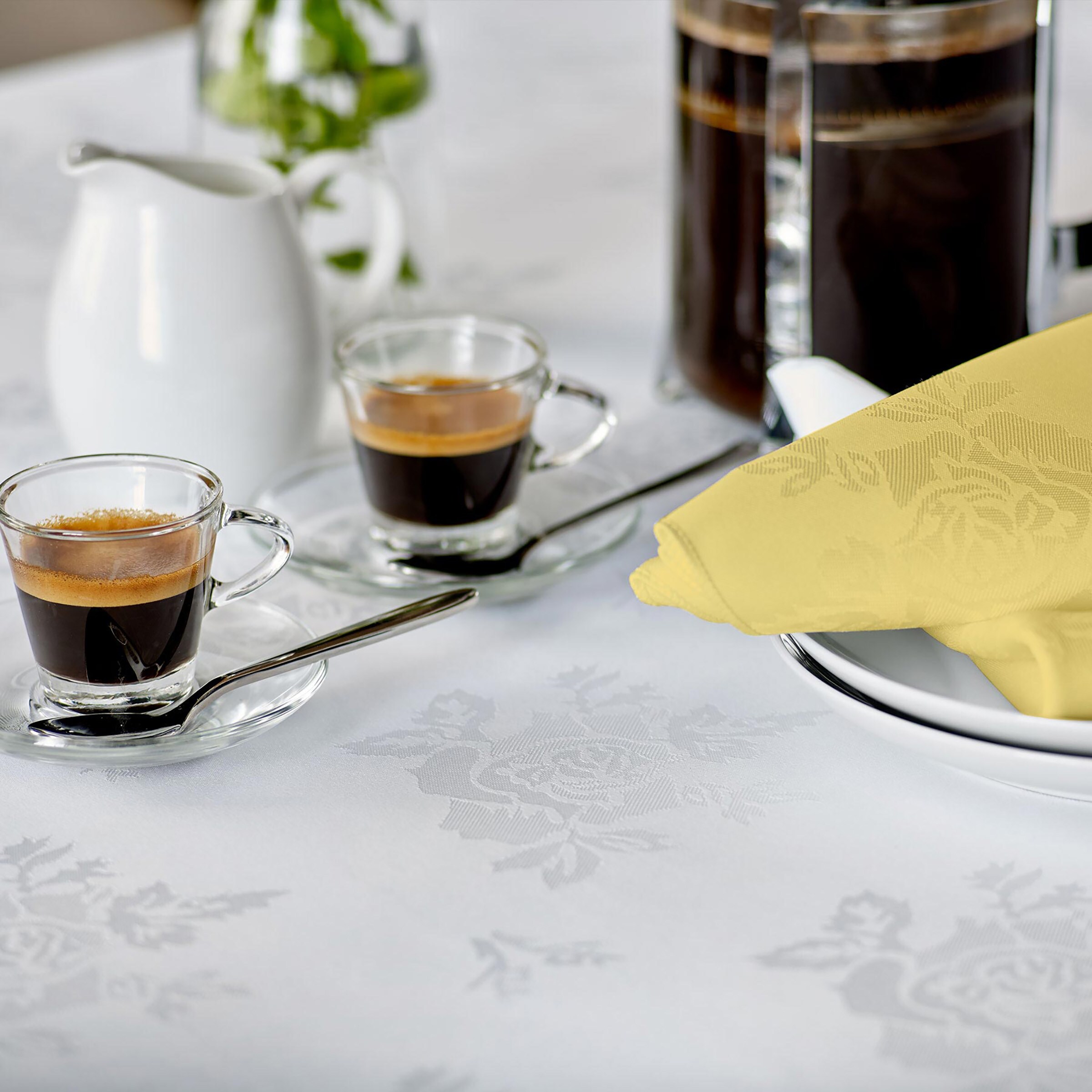 Vision Polyester Rose Design Coloured Napkin in Yellow | Size: 41 cm x 41 cm