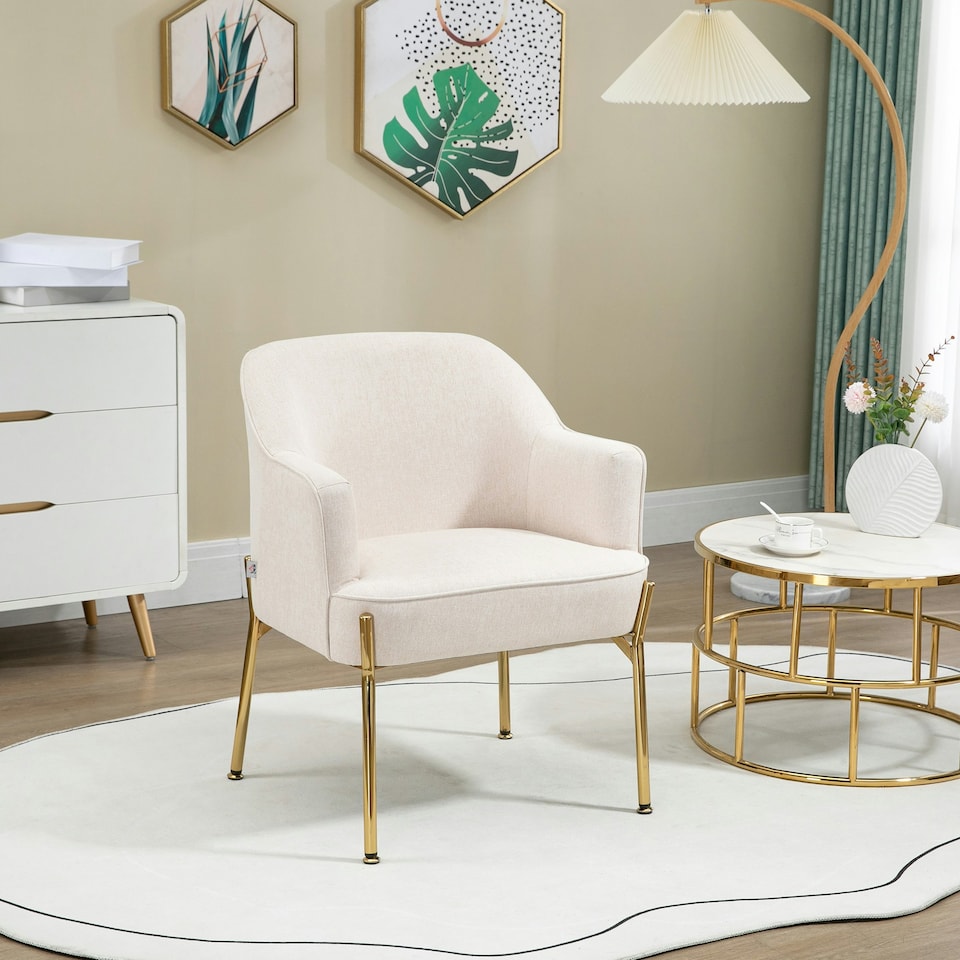 image 1 of HOMCOM Fabric Armchair Accent Chair w/ Metal Legs for Living Room