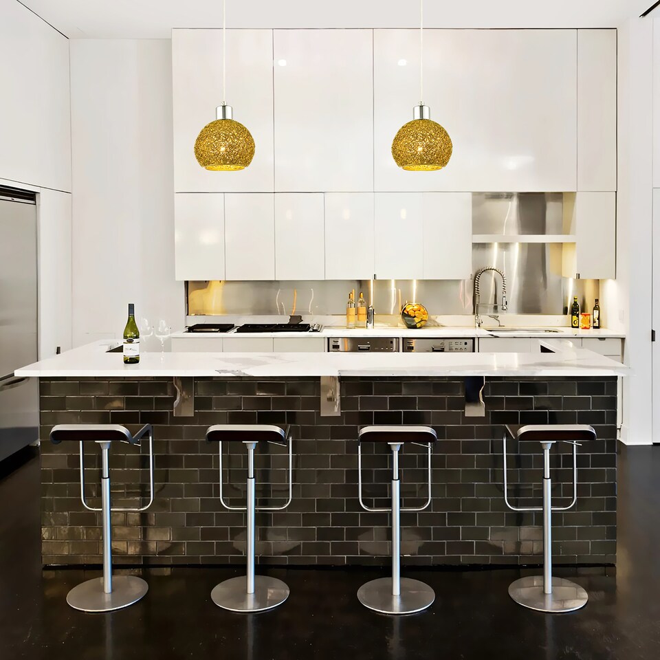 image 1 of Retro Industrial Style Round Twisted Wire Mesh Metal Lamp Shade in Shiny Gold | Gold