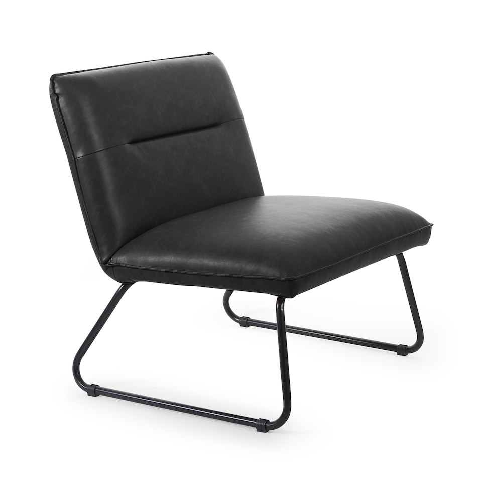 image 1 of Saxon Black Faux Leather Lounge Chair