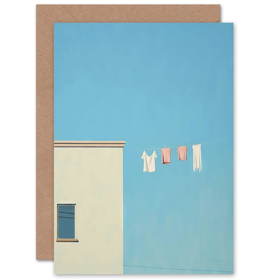 image 1 of Laundry Line Day Minimalist Soft Pastel Thank You Card