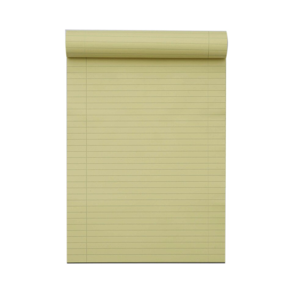 image 1 of Pack of 10 Rhino A4 50 Leaf Yellow Paper 8mm Lined with Margin Legal Pads