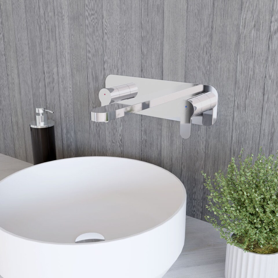 image 1 of Pride Round Wall Mount 3 Tap Hole Basin Mixer Tap & Back Plate, Chrome