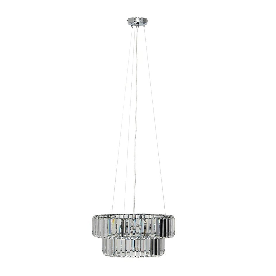 image 1 of ValueLights Elegant 5 Way Tiered Chrome And Clear Crystal Ceiling Light Pendant Fitting