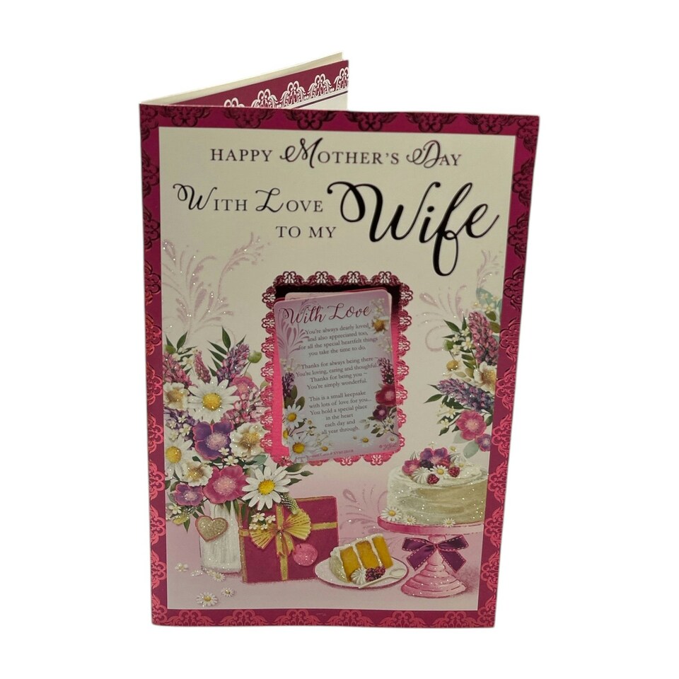 image 1 of With Love to My Wife Floral Design Keepsake Mother's Day Boxed Card