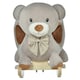 image 8 of HOMCOM Kids Rocking Bear Plush Ride On Seat w/ Sound Button Wood Base Seat Belt
