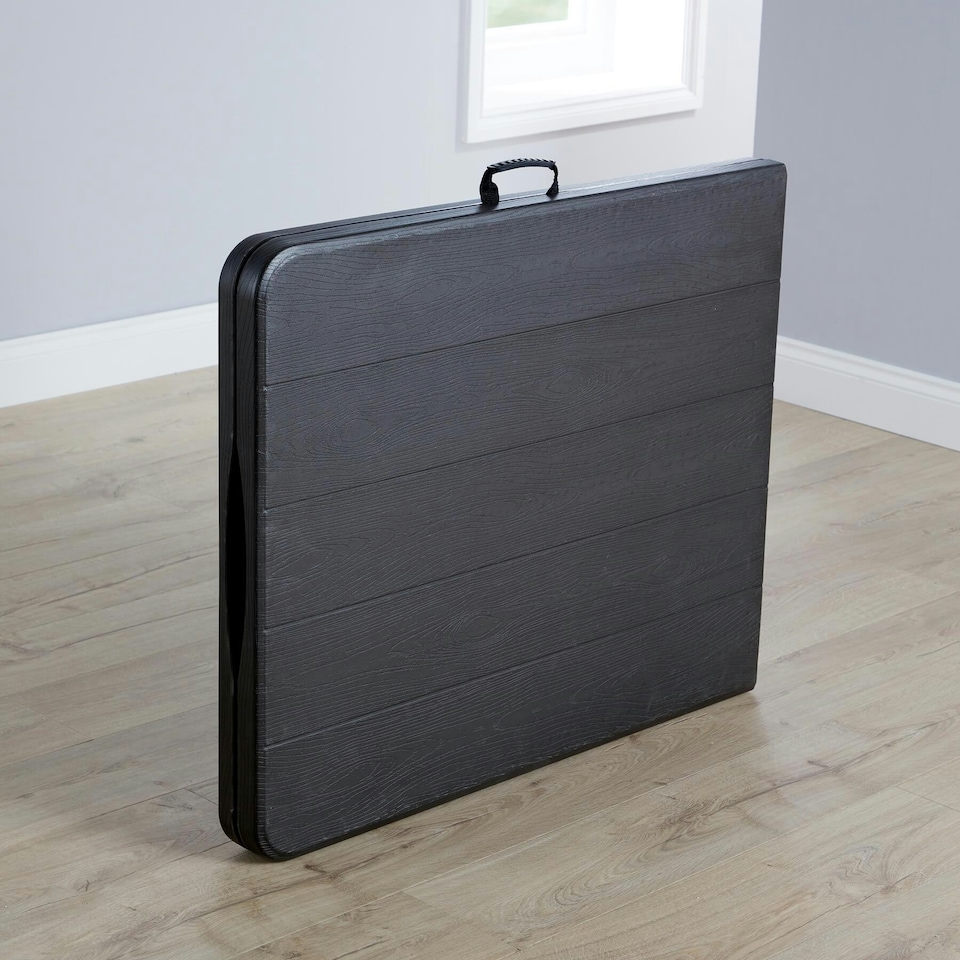 image 1 of 6ft Folding Table Trestle Camping Party Picnic Garden Indoor Outdoor Wood Effect