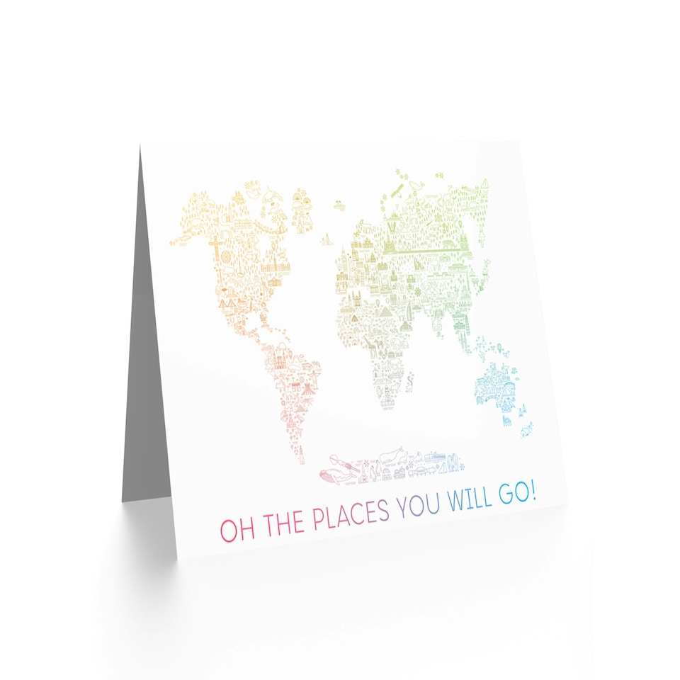 image 1 of Oh Places You Will Go Bon Voyage Travel Art Card