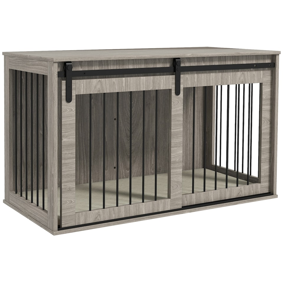 image 1 of PawHut Dog Crate Furniture with Removable Cushion - Walnut Brown
