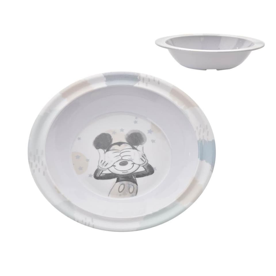 image 1 of Disney Mickey Baby 5 Piece Melamine Feeding Set Cup Bowl Plate Cutlery Blue