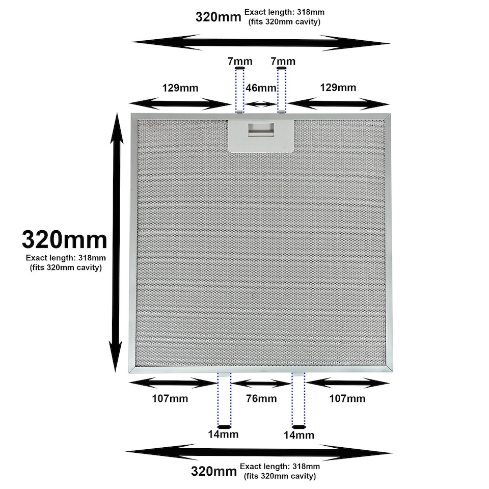 image 1 of SPARES2GO Cooker Hood Grease Filter Metal Mesh compatible with AEG Electrolux Zanussi Extractor Vent 320mm x 32cm
