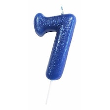 Anniversary House Glitter 7th Birthday Candle - Blue - One Size