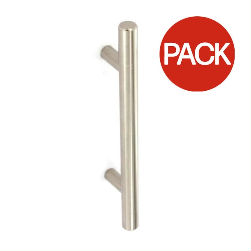 Securit Bar Nickel Plated Cupboard Handle (Pack of 2) - Silver - 192mm x 12mm