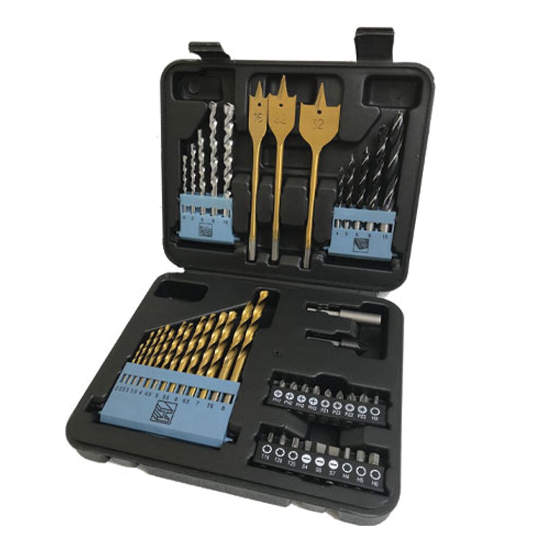 Lumberjack 46 Piece Drill Bit Set HSS Metal Wood Plastic Masonry in Black