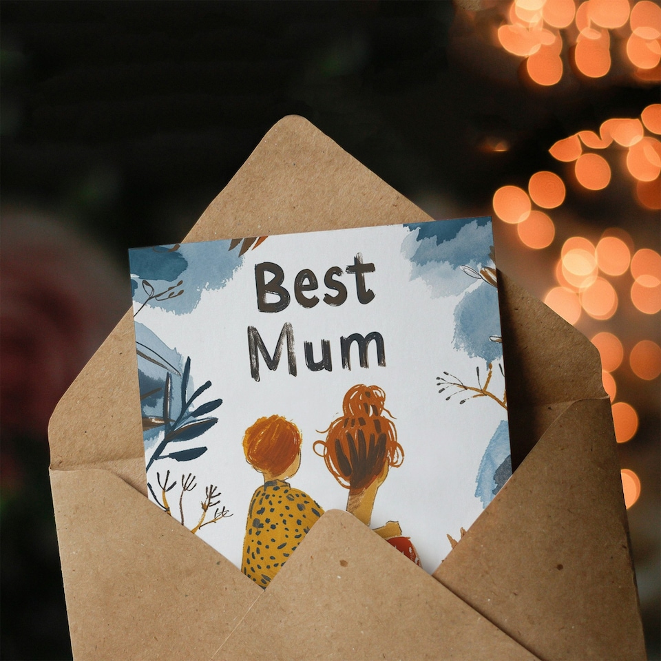 image 1 of Mothers Day Card Best Mum Holding Illustration Card