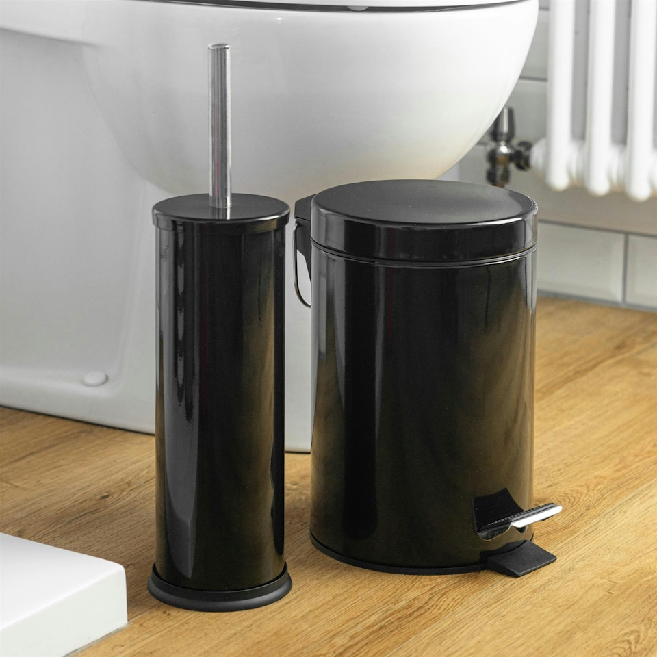 image 1 of Harbour Housewares Round Toilet Brush - Black