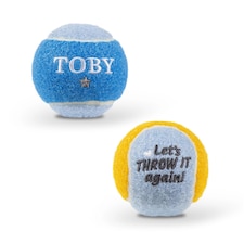 Pre-Personalised Dog Ball Gift Pack 2pcs Blue Toby