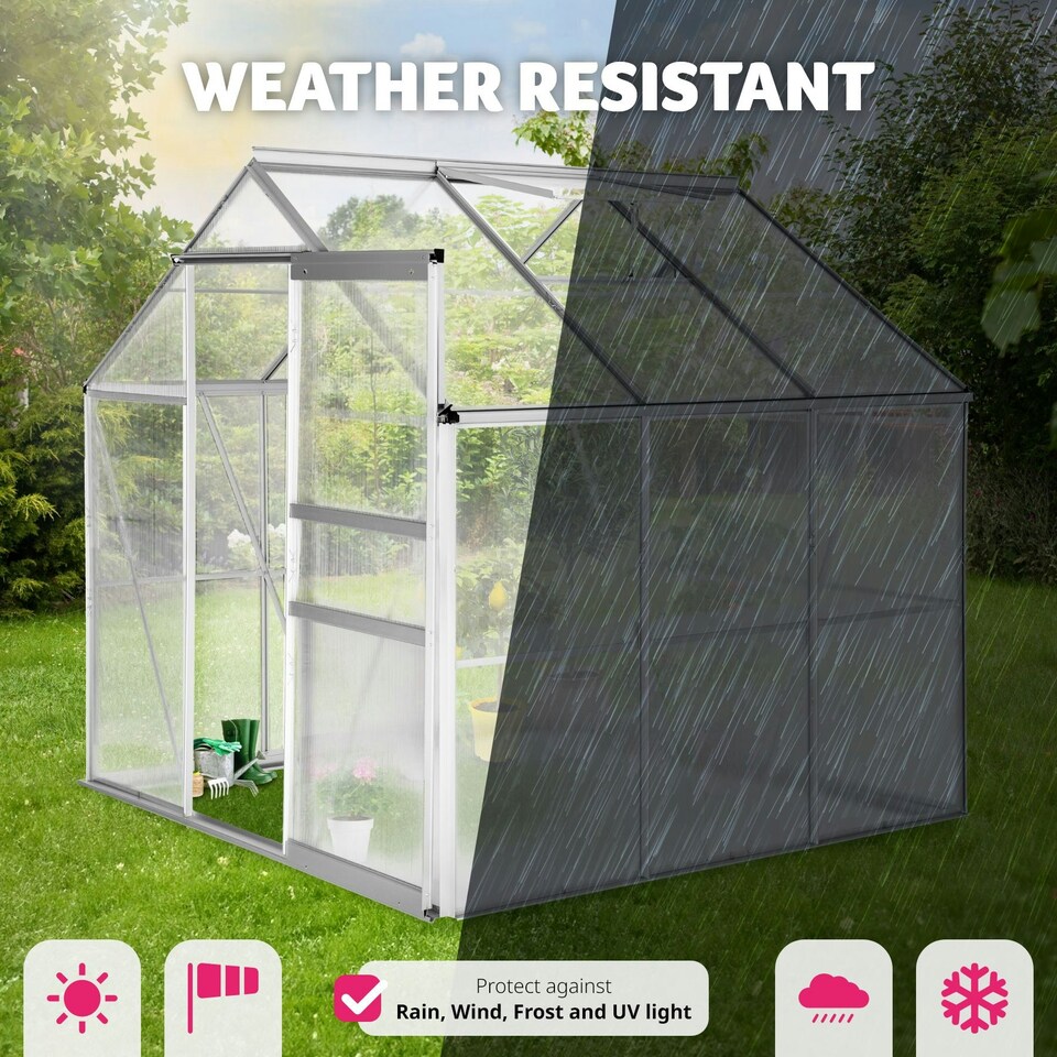 image 1 of Aluminium greenhouse, UV-resistant, 185x190x195cm