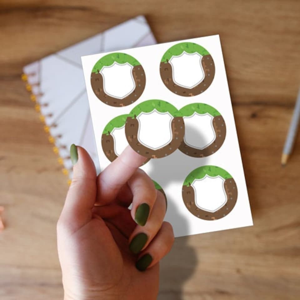 image 1 of Pixels Design Round Stickers 88mm - Sheet of 6