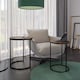 image 3 of 2Pc Round Nesting Stackable Sofa Side Bedside End Table Set Wood Top Metal Legs | Multi | Dark Walnut Top with Chrome Legs