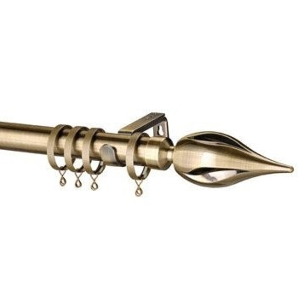 image 1 of 25-28mm Lola End Antique Brass Metal Curtain Pole Set 120 - 210cm | Bronze | Bronze