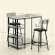 image 7 of HOMCOM 3 Piece Breakfast Bar Table Set with Storage Shelves, Light Grey | Grey