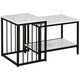 image 6 of HOMCOM Modern Coffee Table Set of Two w/ Steel Frame Marble-Effect White White