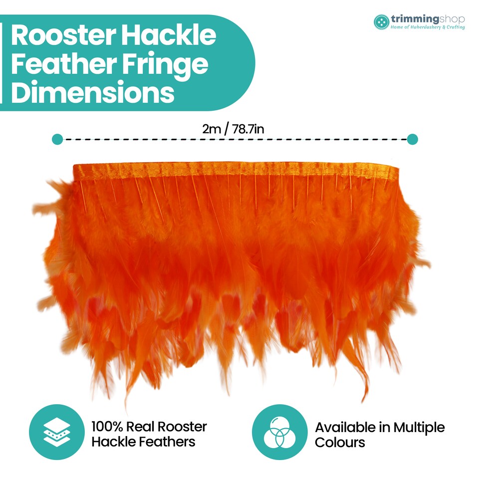 image 1 of Trimming Shop 2M Rooster Hackle Feather Fringe Trim for Creative Projects