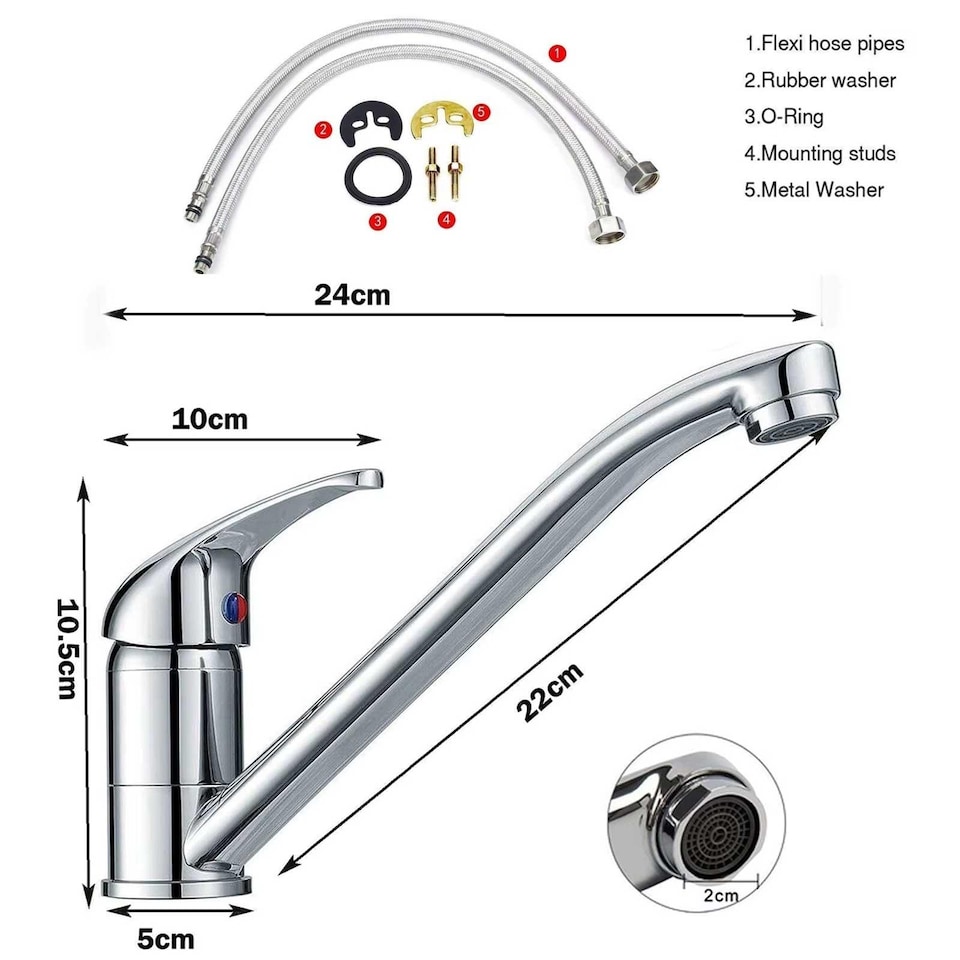 image 1 of Standard Monobloc Kitchen Sink Mixer Tap Chrome Swivel Spout