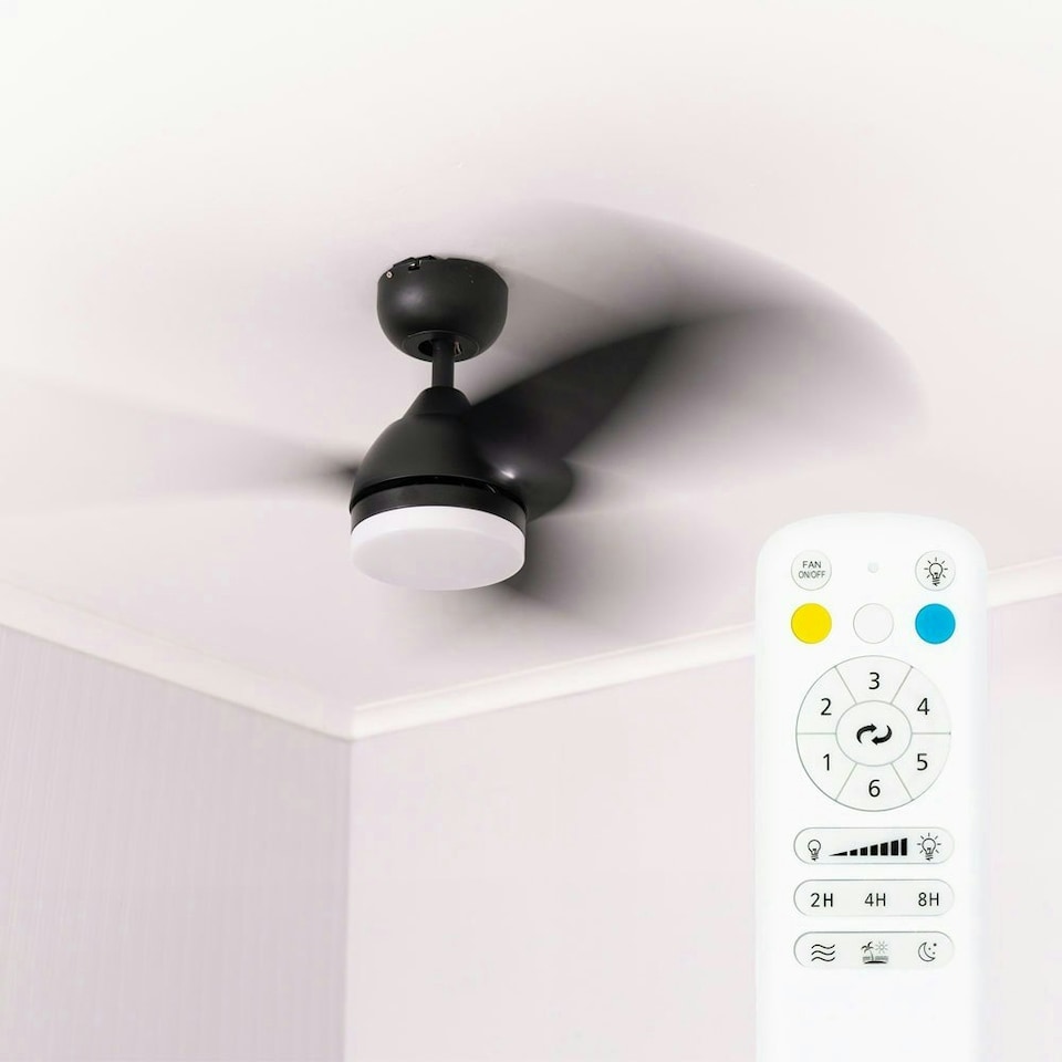 image 1 of ValueLights 36 Inch Integrated LED Ceiling Fan with Remote Control, 3 Blades, Timer and 6 Speed Functions - Black