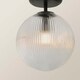 image 5 of ValueLights Kempton Black Flush Ceiling Light Ribbed Globe Shade and Bulb