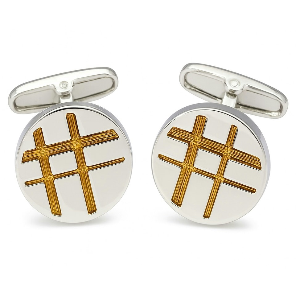 image 1 of Golden Circle Cufflinks - Onyx Art CK223A