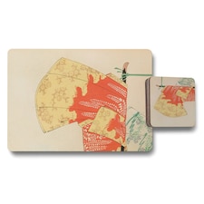 Set of 12 Placemats and Coasters 11 x 8 Placemats 3.7 x 3.7 Coasters Wood Bottom