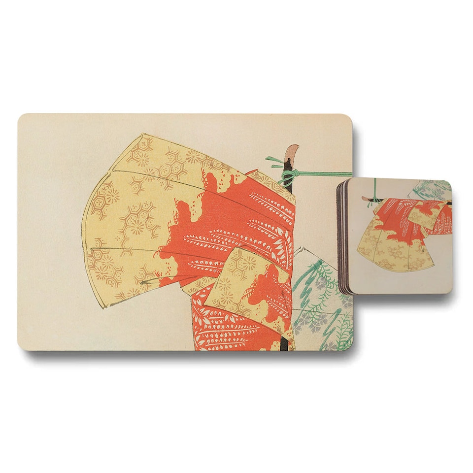 image 1 of Set of 12 Placemats and Coasters 11 x 8 Placemats 3.7 x 3.7 Coasters Wood Bottom