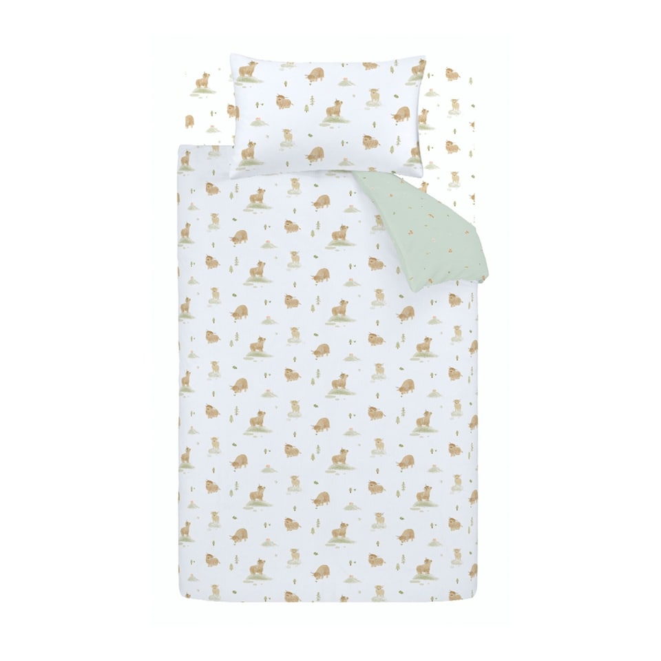 image 1 of Bianca Mini Moo Cow Reversible Cotton Duvet Cover Set White White | Toddler
