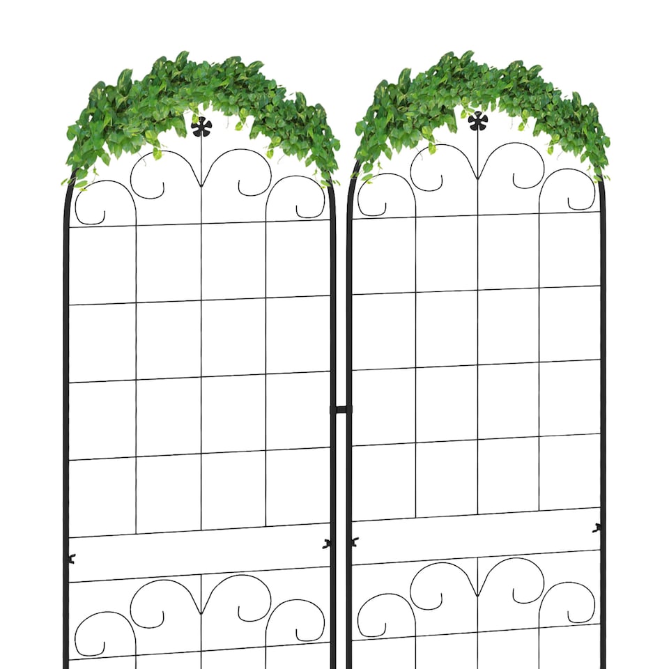 image 1 of Outsunny Set of 2 Metal Trellis for Climbing Plants, Floral Design, 50 x 180cm