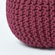 image 4 of Homescapes Plum Round Cotton Knitted Pouffe Footstool - 35 x 40 cm