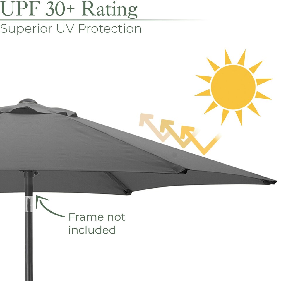 image 1 of 2.7m Replacement Parasol Canopy - Grey