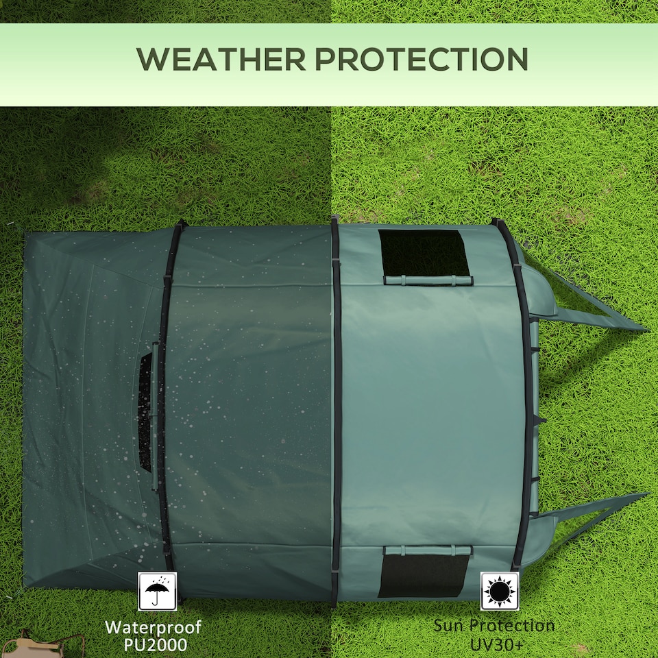 image 1 of Outsunny 3-4 Persons Tunnel Tent, Two Room Camping Tent with Windows, Black