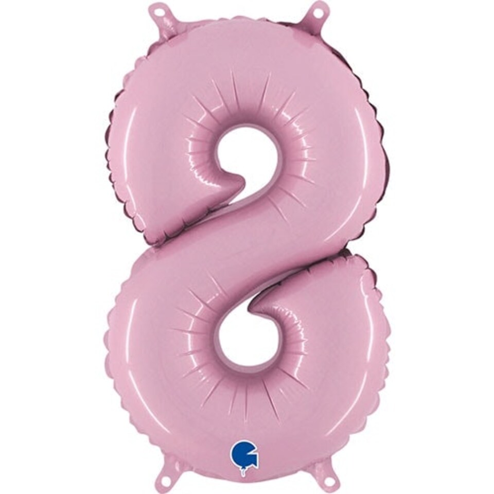Number 8 Pastel Pink Air Fill Foil Balloon 35cm / 14 in