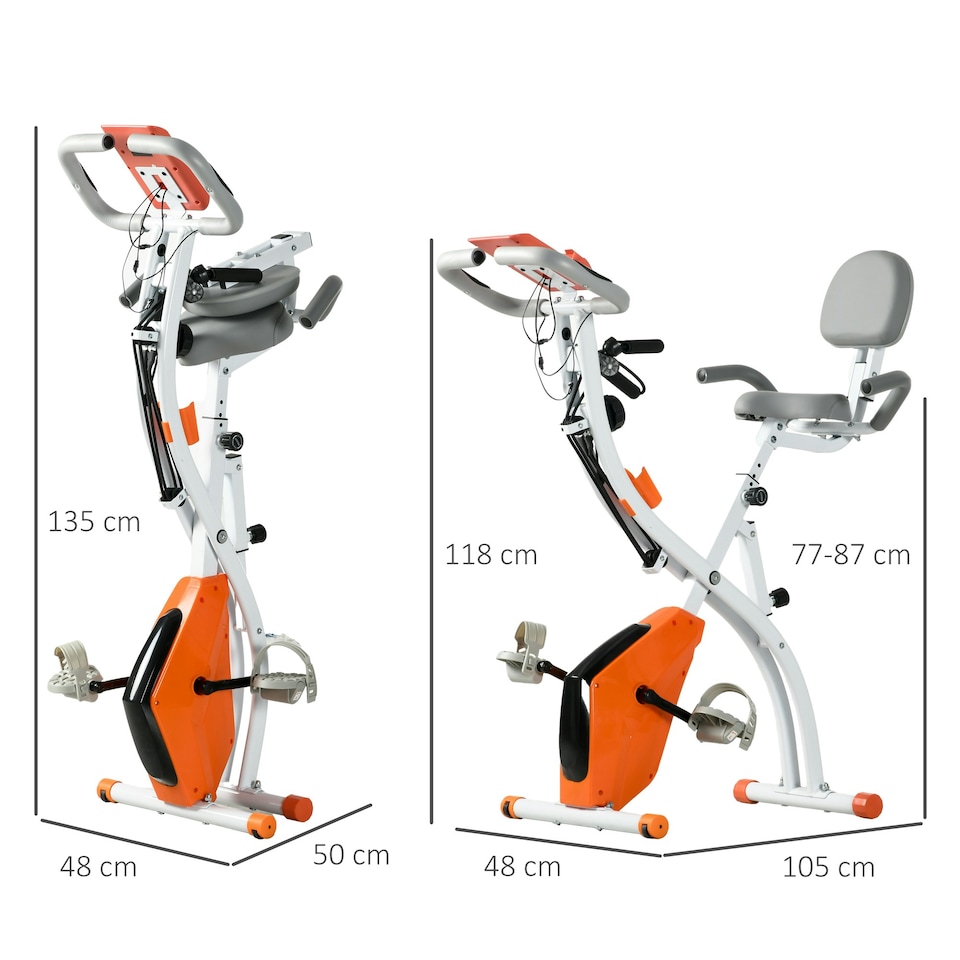 image 1 of HOMCOM 2-In-1 Folding Exercise Bike with 8-Level Magnetic Resistance Black