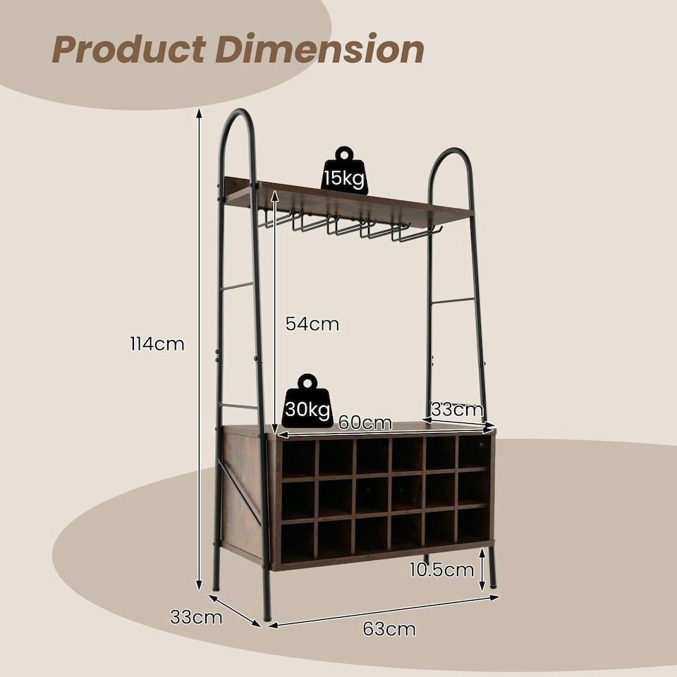 image 1 of COSTWAY Industrial Detachable Wine Bar Storage Wine Bar