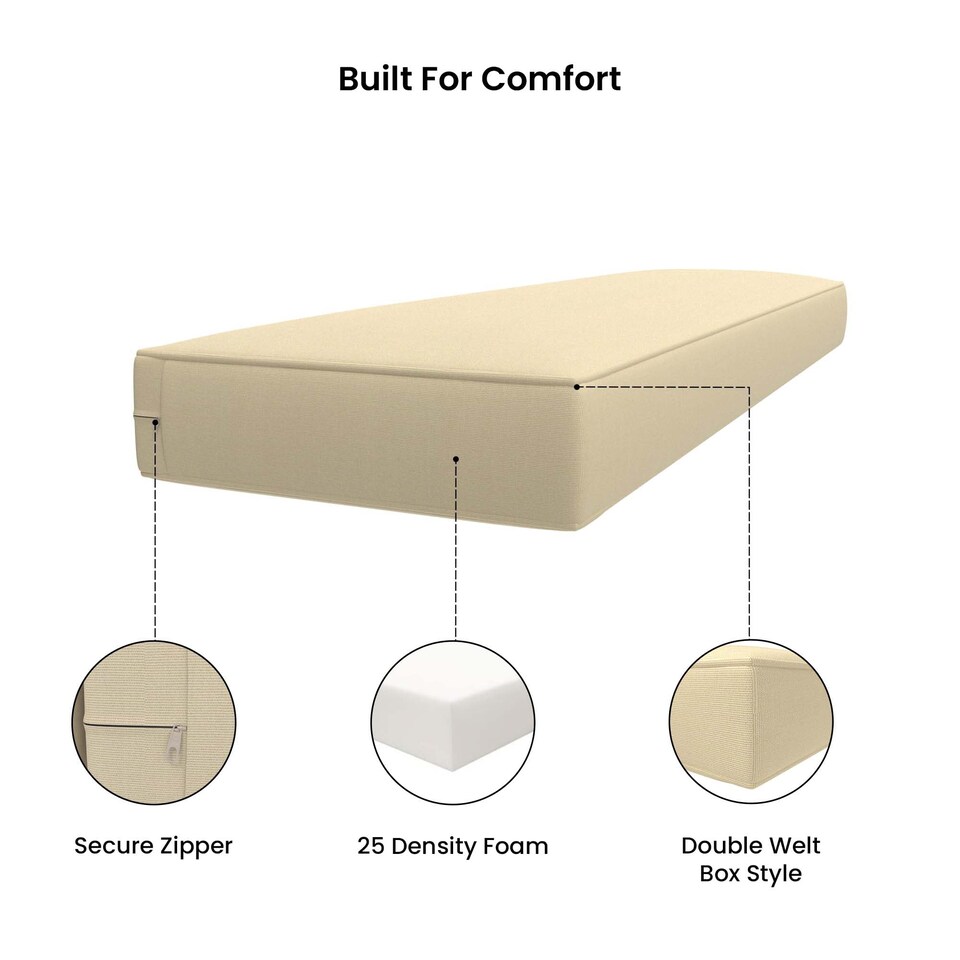 image 1 of Covers&All Sunbrella Outdoor Bench Cushion, Premium 5″ High-Density Foam, Water-Resistant and Patio Seating for Outdoor Bench, 18 in W x 52 in L x